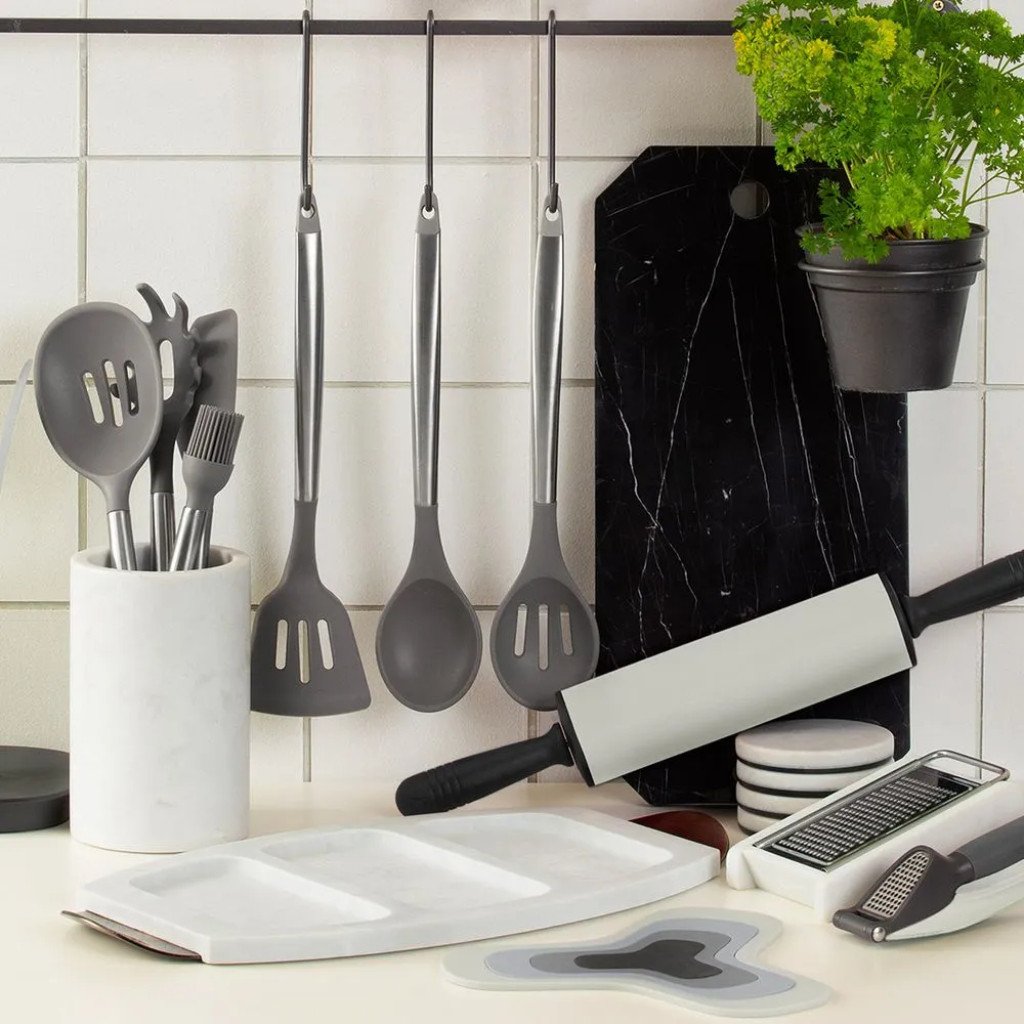 SUPORTE EM MARMORE PARA UTENSILIOS E TALHERES MARMORE BRANCO