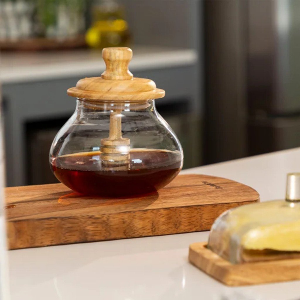 Meleira Colonial em Vidro e Madeira 520ml - LPK Utilidades