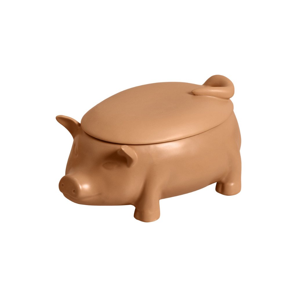 小物 PIG Sopeira Formato de Porco com Tampa Pig Marrom Matte - LPK Utilidades