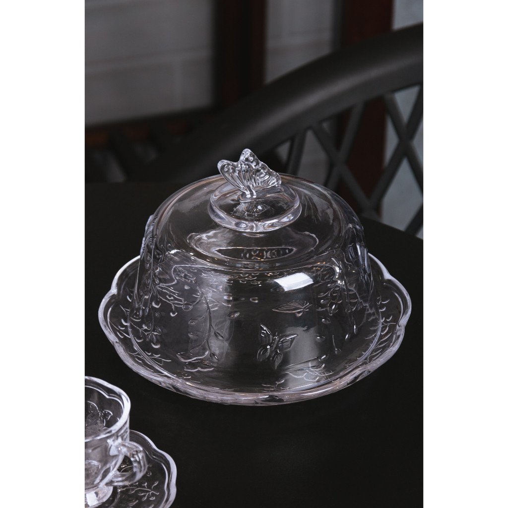 Queijeira com Tampa New Butterfly 19,5x12,5cm Cristal Ecológico