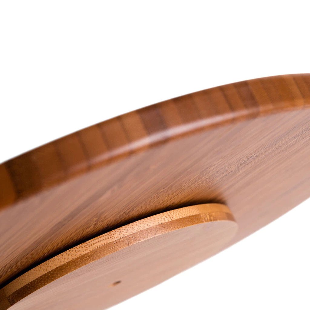 Tábua com Base Giratória de Bambu e Textura Palhinha Xadrez 33cm
