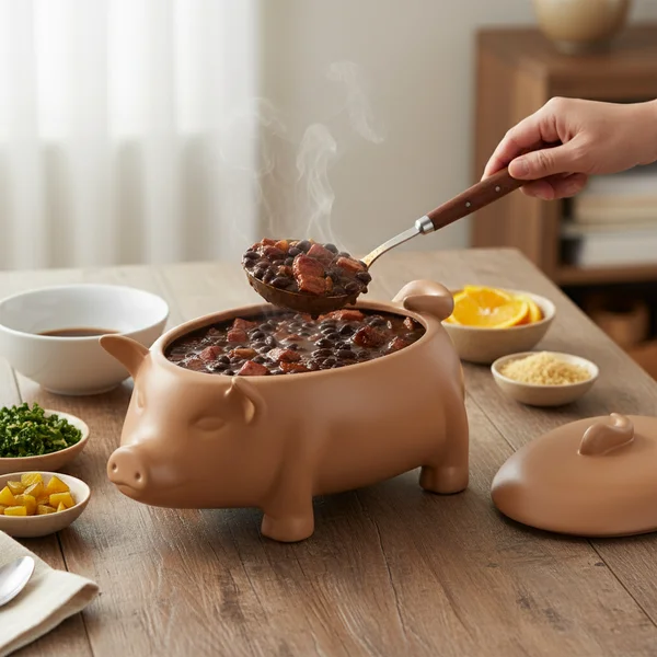 Sopeira Formato de Porco com Tampa Pig Marrom Matte - LPK Utilidades